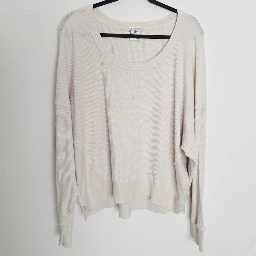 Offline By Aerie Cream Waffle Knit Long Sleeves Cotton Blend Pullover Sweater XL